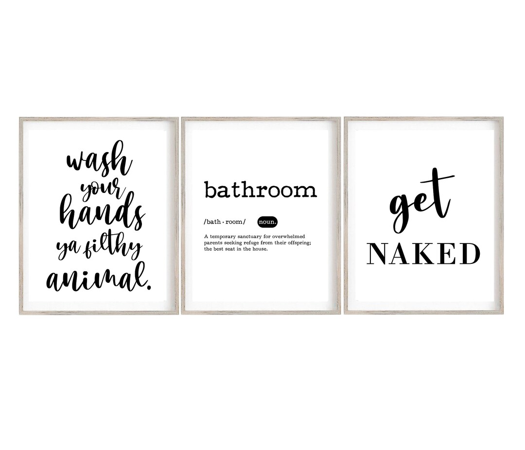 Set of 3 Bathroom Printables Wash Your Hands Bathroom Sign Etsy