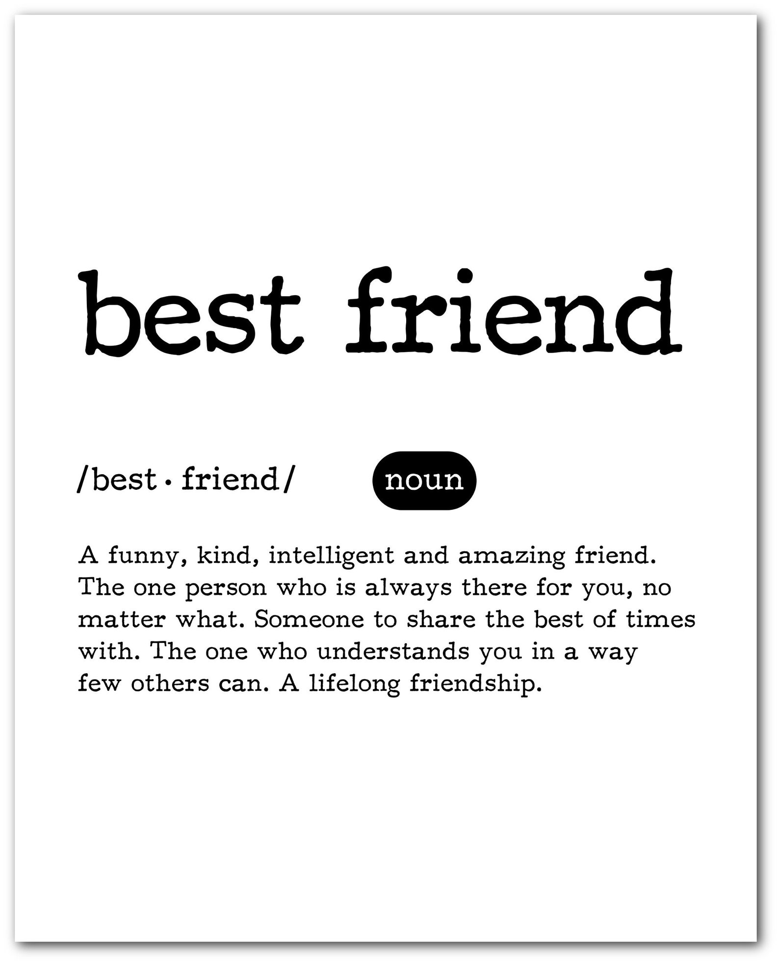Best Friend Gift Best Friend Definition Best Friend Print Etsy