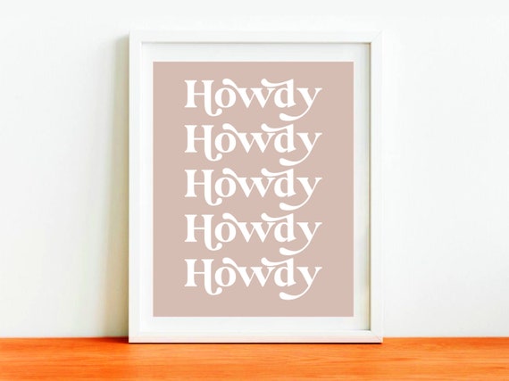 Howdy Printable 70s Retro Wall Art Large Wall Art Quote | Etsy
