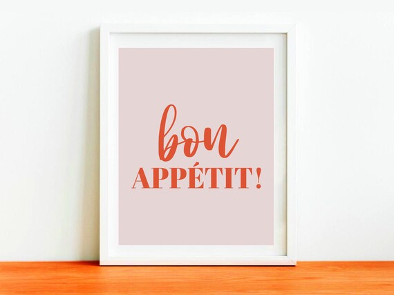 Bon Appetit Printable Pink Kitchen Print Modern Kitchen | Etsy