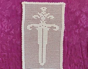 sword fillet crochet pattern, doily pdf pattern, tapestry, crochet for beginners in english