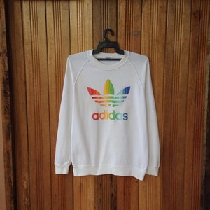 Adidas Trefoil Big Logo Pullover Jumper Sweatshirt Vintage 80s