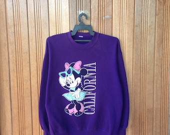 Minnie Mouse California Disney Cartoon Spellout Pullover Jumper Sweatshirt Vintage 90s