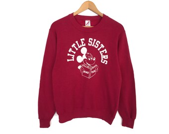 Mickey Mouse Disney Cartoon Spellout Pullover Jumper Sweatshirt Vintage 90s