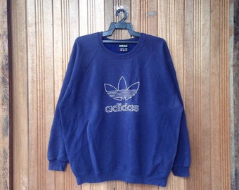 Adidas Trefoil Big Logo Spellout Pullover Jumper Sweatshirt Vintage 90s