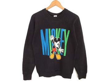 Mickey Mouse Disney Cartoon Spellout Pullover Jumper Sweatshirt Vintage 90s