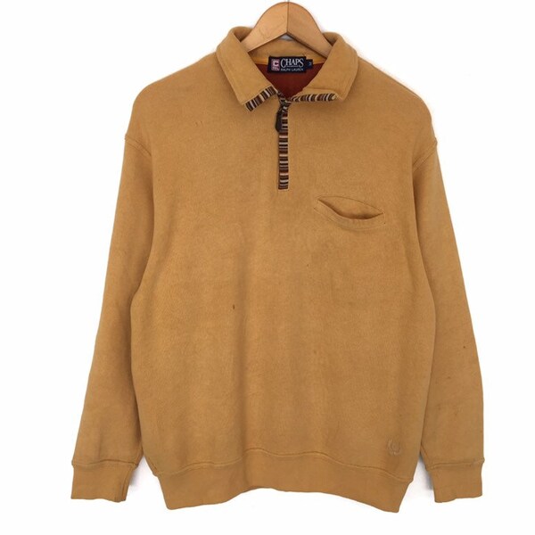 Chaps Ralph Lauren Spellout Embroidery Pullover Jumper Sweatshirt Half Zip