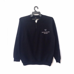 Mcm Small Logo Spellout Embroidery Pullover Jumper Sweatshirt Half Zip
