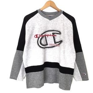Champion Big Logo Spellout Sweatshirt V Neck Sportwear Vintage