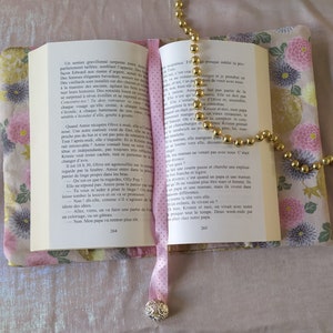 copertina protettiva per libro tascabile segnapagina in similpelle dorata, fiocco floreale in cotone dorato pizzo rosa lucido regalo per donna lettrice di Natale