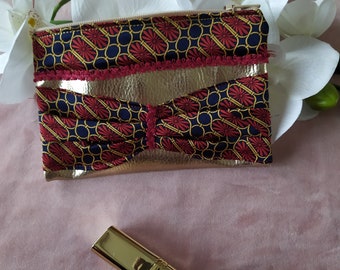 trousse stylos pochette maquillage simili cuir doré tissu soie noeud  rouge marine doré cadeau anniversaire fêtes st valentin mariage