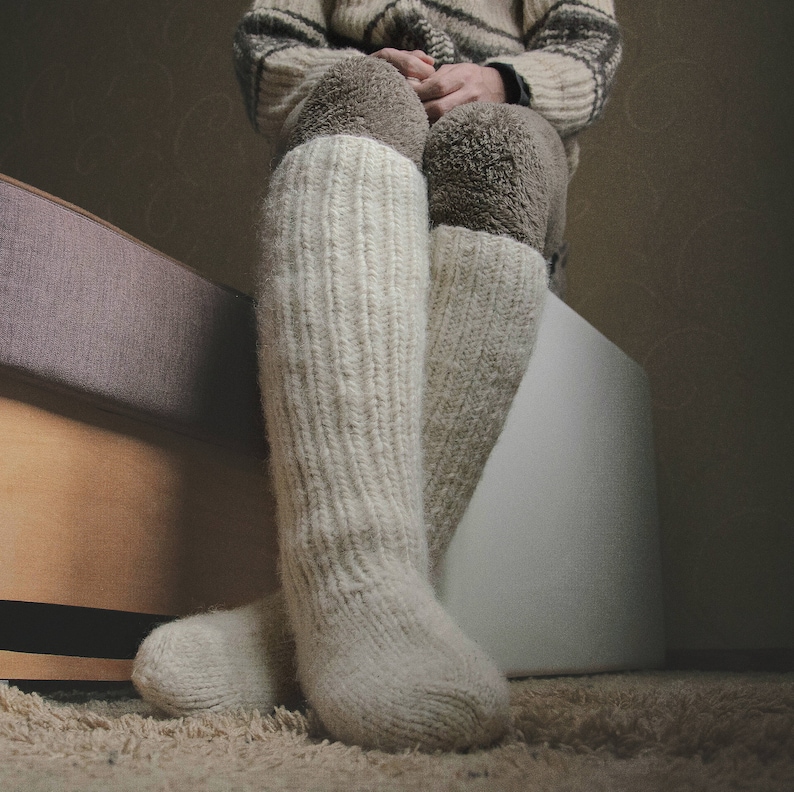 Super cozy wool men's high socks Etsy