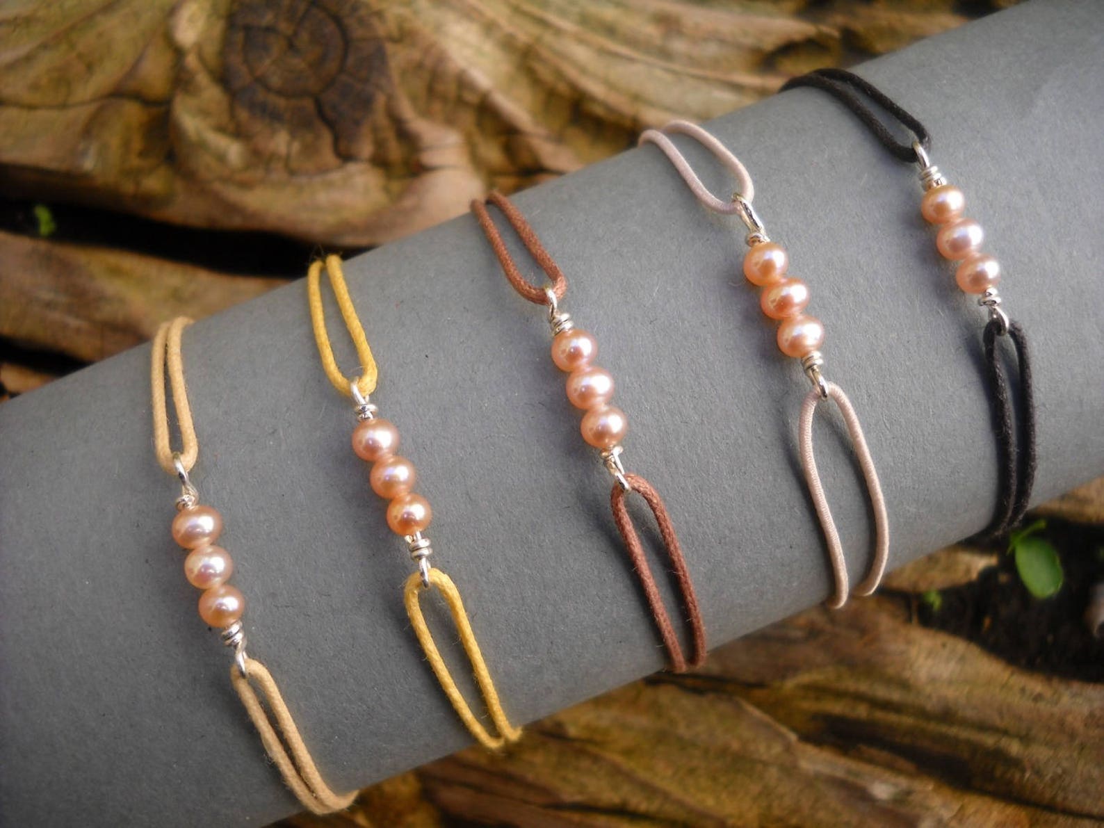 A Minimalist Bracelet With Cultured Pearls on Silver With a Etsy