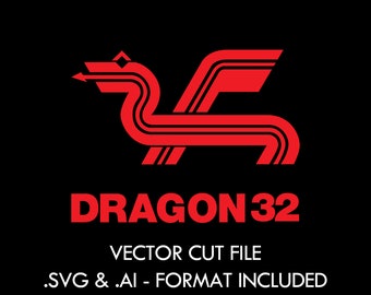 Logotipo Dragon 32 - archivo SVG/AI Vector Cut. No vector de trazado automático, manual hecho con precisión para un aspecto nítido y limpio