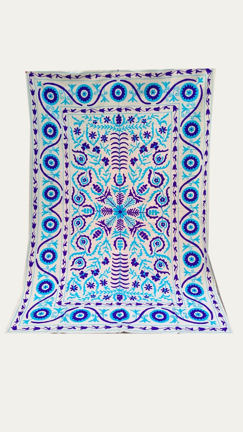 Bohemian Suzani handmade Tablecloth,Wall hanging,Bedspread,Bedcover.Colorful Sofa Throw Tapestry Embroidered Knitted queen bedsheet Ethnic