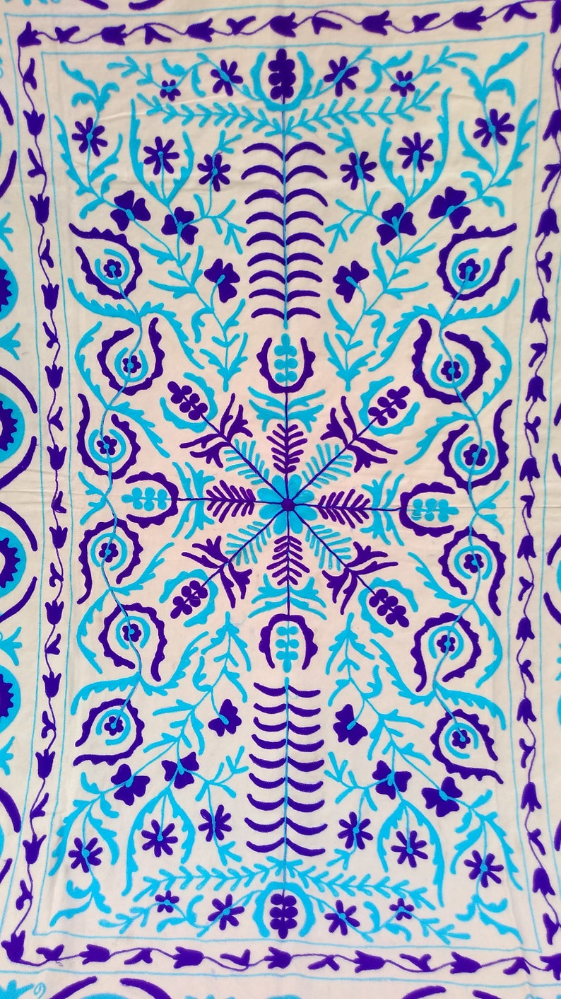 Bohemian Suzani handmade Tablecloth,Wall hanging,Bedspread,Bedcover.Colorful Sofa Throw Tapestry Embroidered Knitted queen bedsheet Ethnic