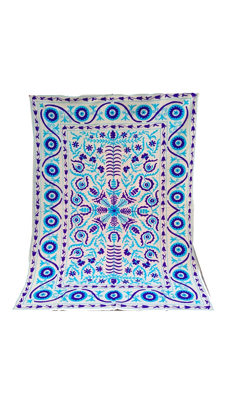 Bohemian Suzani handmade Tablecloth,Wall hanging,Bedspread,Bedcover.Colorful Sofa Throw Tapestry Embroidered Knitted queen bedsheet Ethnic