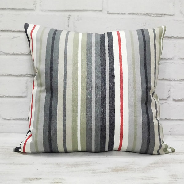 Ready to ship/1 set of two striped pillow covers/Gray striped -16x16 inch  and  12x18 inch