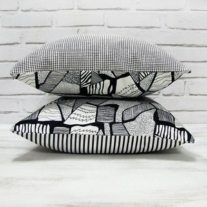 Ready to ship/Two cotton pillows black white abstract pattern image 7