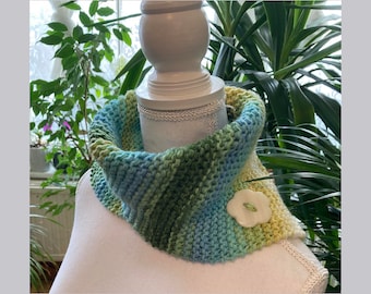 Gradient blue-green-yellow neck warmer - neck wrap shawl - neck warmer -hand crochet shawl - stylish neck collar - 1qty