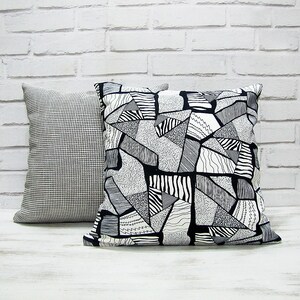 Ready to ship/Two cotton pillows black white abstract pattern image 3