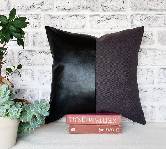 Half top leather pillow
