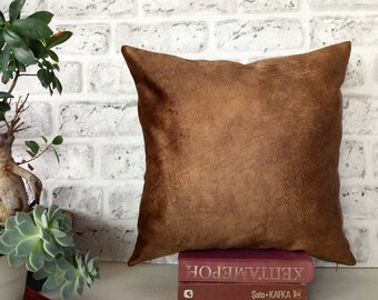 Walnut color-natural brown thick velvet- baby face soft fabric pillow cover/housewarming gift- 16x16 inch -1qty