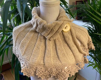 Neck and shoulder wrap collar beige hand crochet  shawl  -beige crochet  shawl - woman accessories -1qty