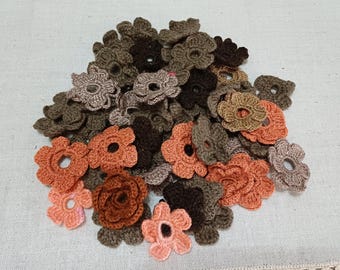 Mix Colors Crochet Flowers - Ombre Appliqué for DIY Crafts -55qty