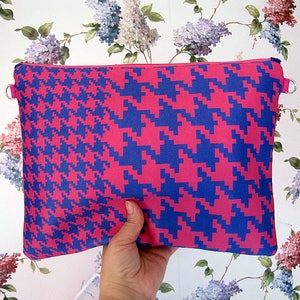 Bolso de mano diario con diseño de "pata de ganso" rediseñado: bolso de maquillaje, cartera y estuche para tableta hecho a mano