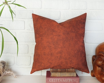 Ready to ship/Terracotta color old look faux leather pillow cover-old look pattern/housewarming gift-1QTY