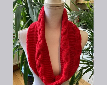 Red  hand crochet shawl - infinity neck wrap - neck warmer- handmade gift -1qty