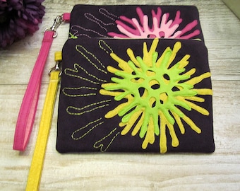 Personalized Felt Clutch: Woolen Handbag with Applique Wristlet