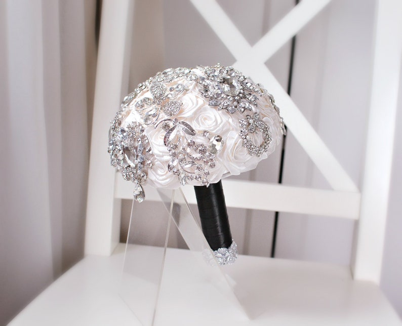 silver wedding brooch