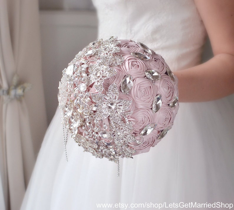 Wedding Flowers Blush Pink Rose crystal Bouquets Bride Flowergirl Bridesmaid