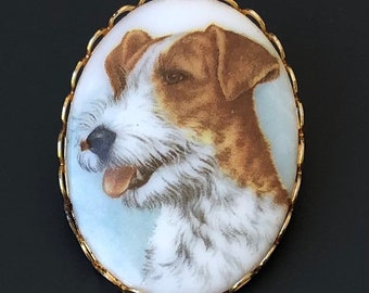 Vintage terrier dog Cameo  Brooch