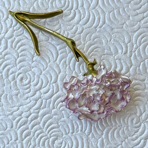 Unique carnation flower vintage style brooch zdjęcie 4