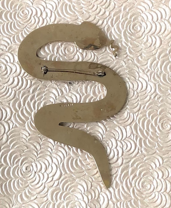 Unique vintage oversized snake snake brooch - image 2