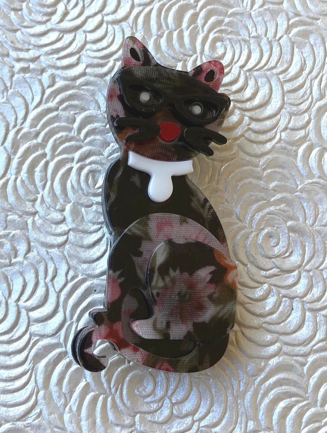 Unique Cat Vintage Style Acrylic Brooch - Etsy