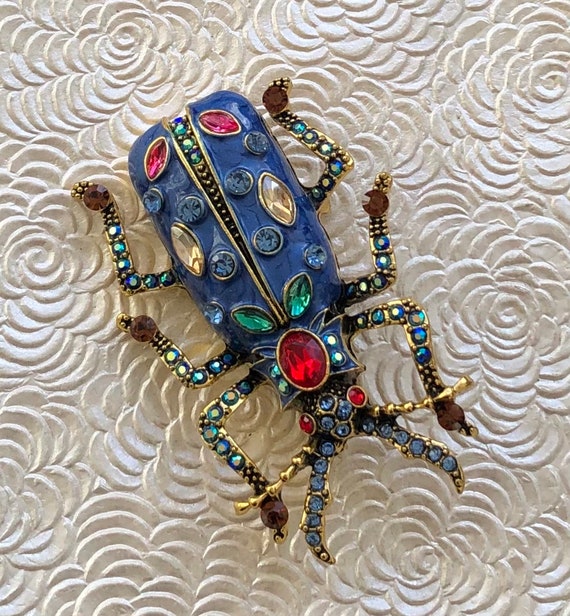 Vintage style oversized insect beetle brooch - image 1