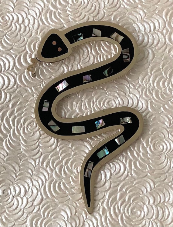 Unique vintage oversized snake snake brooch - image 6