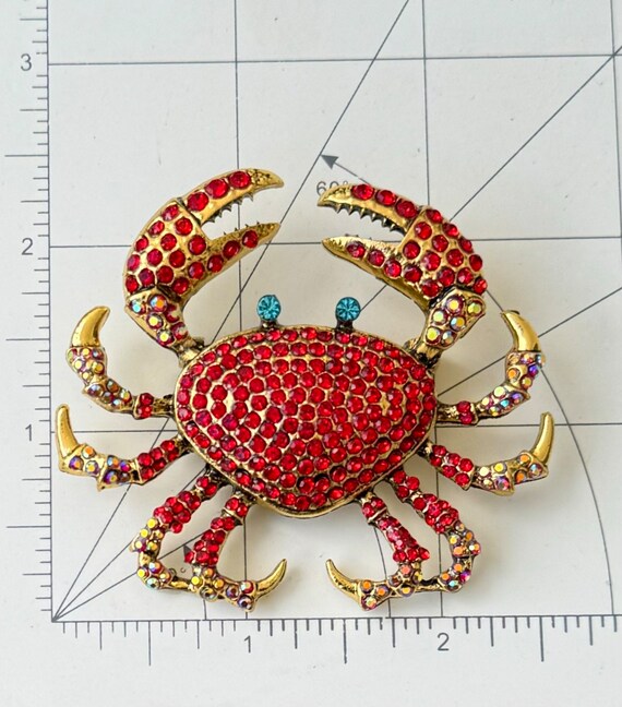 Crab vintage style oversized brooch d - image 4