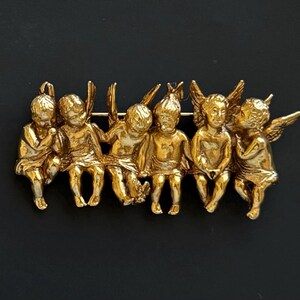 Edgar Berebi Angel Flower Brooch Pin - Hand-Painted Porcelain, Gold Pewter, 1999 Vintage