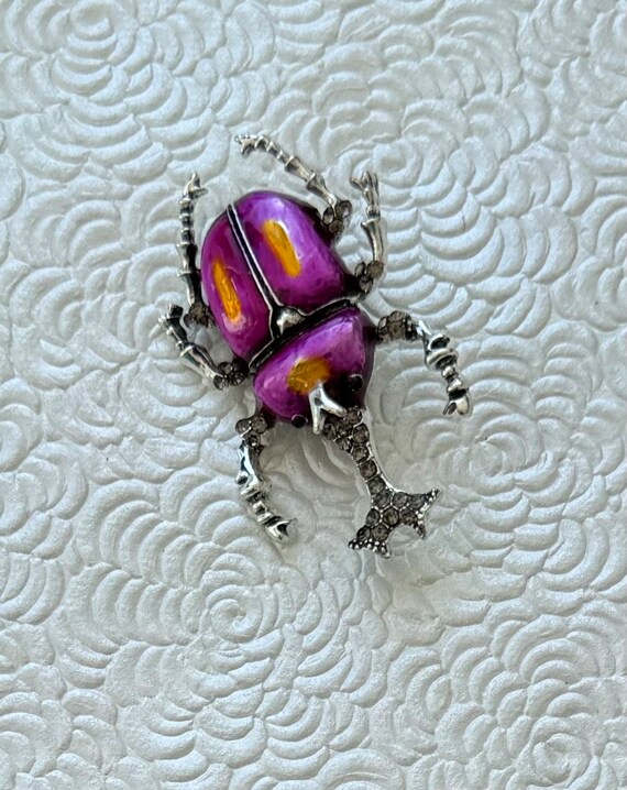 Unique  large insect beetle vintage style brooch - image 7