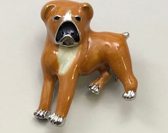 Adorable vintage  style boxer dog brooch