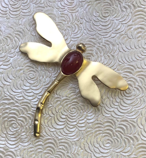Unique large dragonfly vintage style brooch - image 2
