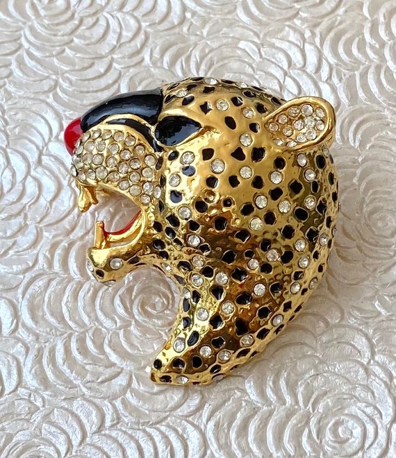 Unique Vintage Jaguar head  oversized brooch