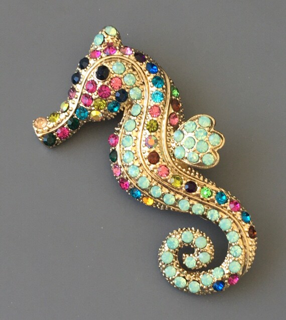 Adorable Crystal Seahorse Brooch Etsy Australia