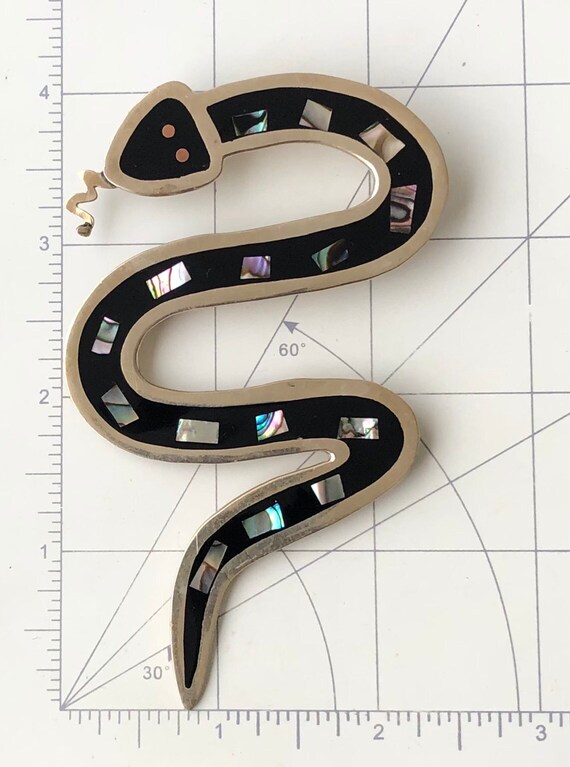 Unique vintage oversized snake snake brooch - image 3