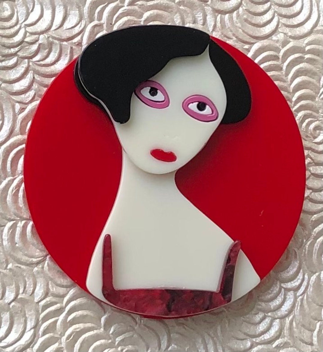 Unique Lady Face Vintage Style Brooch Etsy